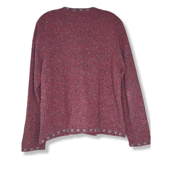 Woolrich Red Jacket Wool Tweed Knit Ruby and Gray LS Button Front Pockets Vintag - Picture 7 of 9